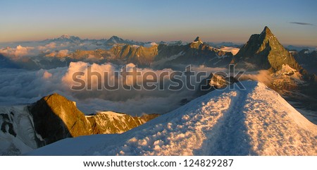 mountains, nature, landscape, matterhorn, Alps, sunrise, snow