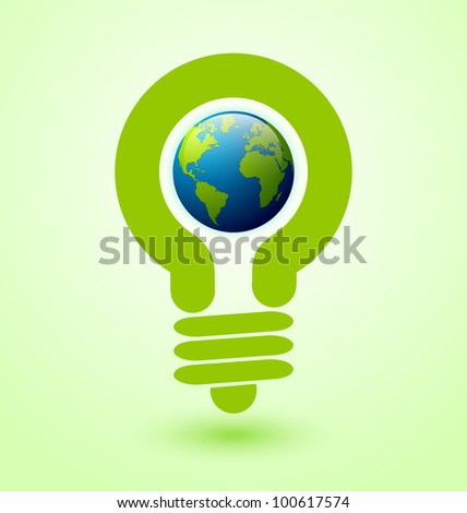 Ecology And Saving Energy Icon With Light Bulb And Planet Earth Stock ...