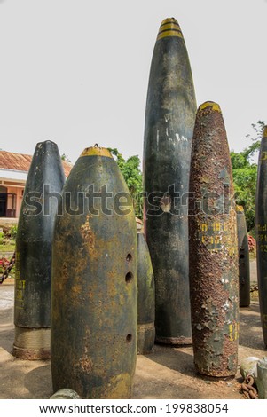 Rusty mortar shell  world  war II period