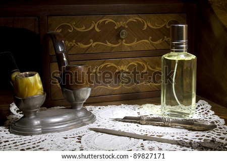 Perfume for man in soft ambient over table