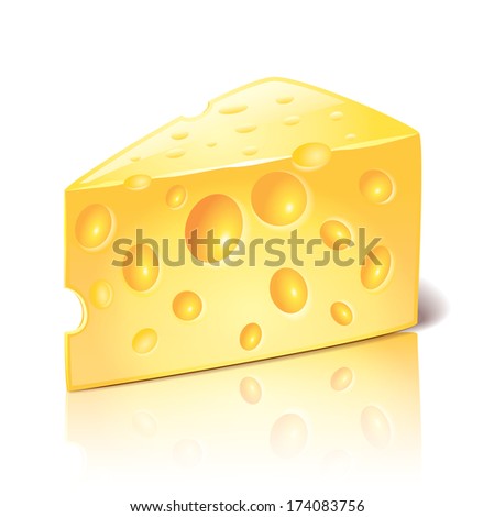 Cheese isolated on white photo-realistic vector illustration