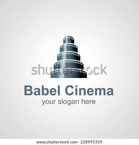 Tower of Babel from film vector logo design, icon idea for cinema brand