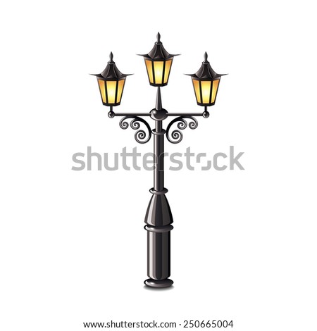 Street lantern isolated on white photo-realistic vector illustration