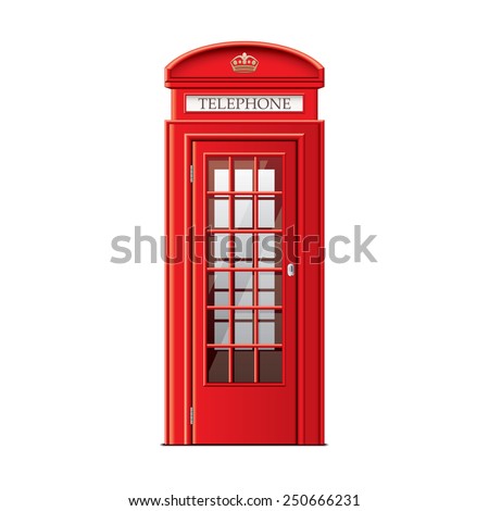 London phone booth isolated on white photo-realistic vector illustration