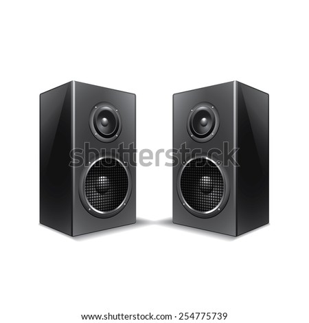 Speakers isolated on white photo-realistic vector illustration