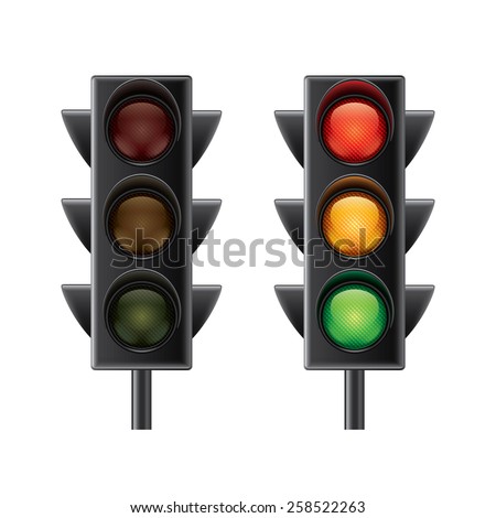 Traffic lights isolated on white photo-realistic vector illustration