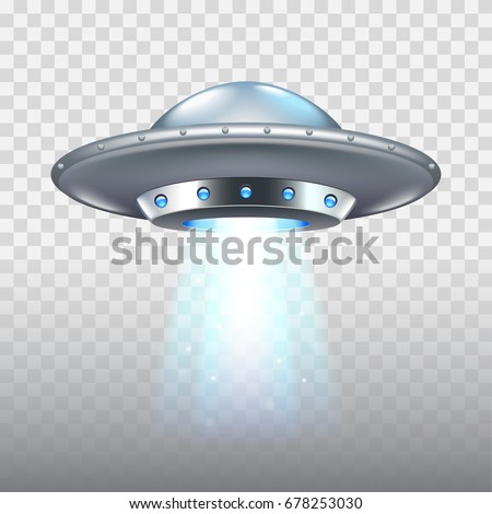 Ufo flying spaceship isolated on white photo-realistic vector illustration