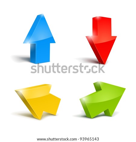 set of icons pointer arrows 3d vector illustration isolated on white background