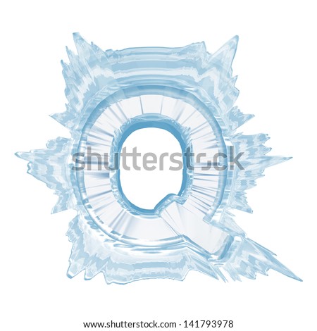 Ice crystal  font. Letter Q.Upper case.With clipping path