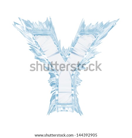 Ice crystal  font. Letter Y.Upper case.With clipping path