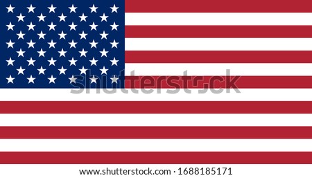 Official flag of USA. US flag with correct proportions and colors. Flat icon. Texture map. Vector illustration