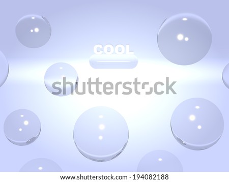 Bright background with the word cool and glass balls