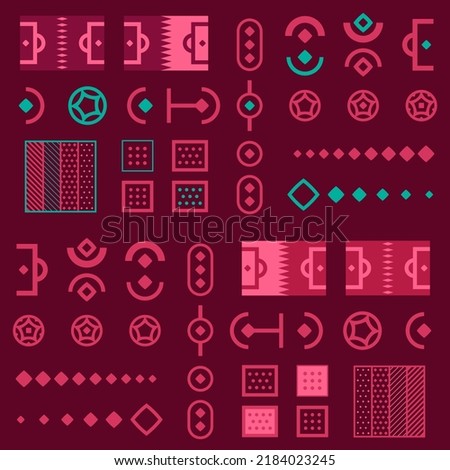 Design Elements for Sports Event Background, Tournament, Cup, Championship, Invitation. Layout design template with geometric shapes. Qatar 2022. Vector illustration