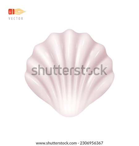 Cute Seashell. Funny Sea Animal. Colorful Tropical Conch Icon. Cartoon Shellfish Symbol of Summer Concept. Vector Illustration Object isolated on white background. Realistic 3D vector icon