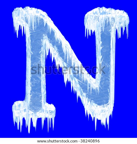 Ice-covered alphabet. Letter N.Upper case.With clipping path.