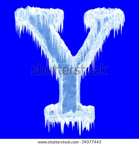 Ice-covered alphabet. Letter Y.Upper case.With clipping path.