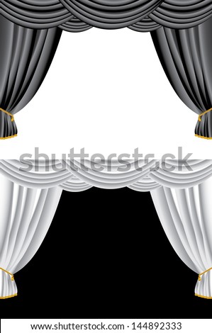 Vector Illustration Of Black And White Curtains. - 144892333 : Shutterstock