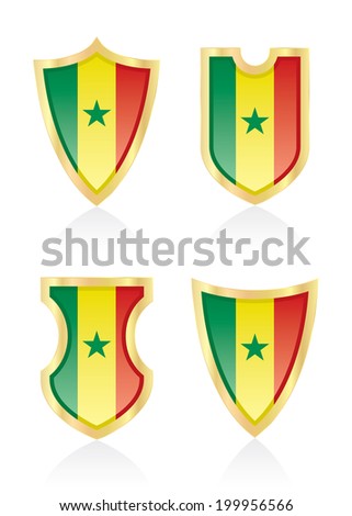 Vector shields with flag of Senegal.