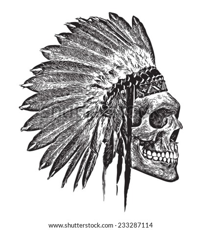 T-Shirt Graphics/Indian Headdress/Skull Illustration/Skull Poster/Skull ...