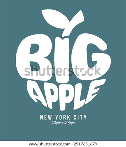 Big Apple symbol of New York. Apple with letters NYC isolated sign on white background. Vector illustration.New York, big apple text. Metropolis of America, NY in shape of apple.Sticker for web design