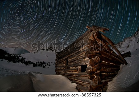 Stars rotate around the north star in this long-exposure image taken after a snowshoe trek in the backcountry near Copper Mountain, Colorado.
