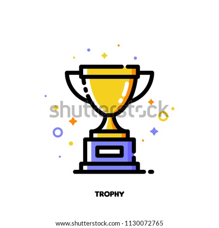 Icon of golden trophy cup for success or winner concept. Flat filled outline style. Pixel perfect 64x64. Editable stroke