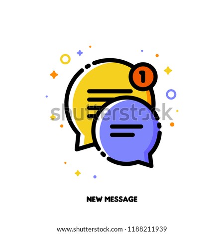 Icon of two cute speech bubbles for new message concept. Flat filled outline style. Pixel perfect 64x64. Editable stroke