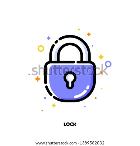 Icon of lock which symbolizes safe protection for SEO concept. Flat filled outline style. Pixel perfect 64x64. Editable stroke
