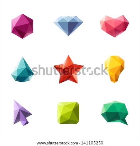 Polygonal geometric figures. Set of design elements