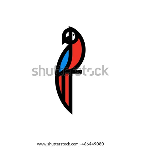 Modern flat bold line icon or logo template of macaw parrot