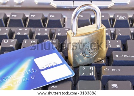 Closeup of computer keyboard and credit card for internet shopping