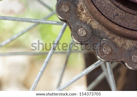 Old bike chain with rust