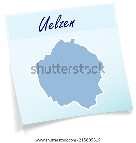 Map of Uelzen as sticky note in blue
