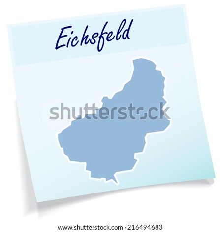 Map of Eichsfeld as sticky note in blue