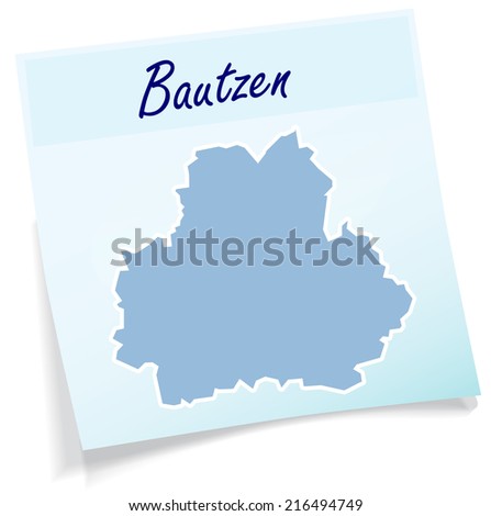 Map of bautzen as sticky note in blue