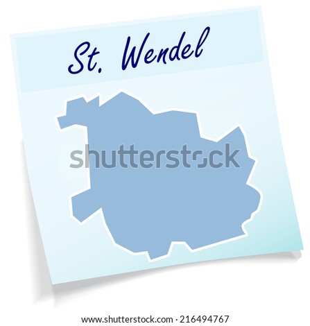 Map of Wendel as sticky note in blue