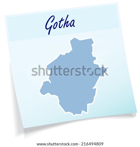 Map of gotha as sticky note in blue