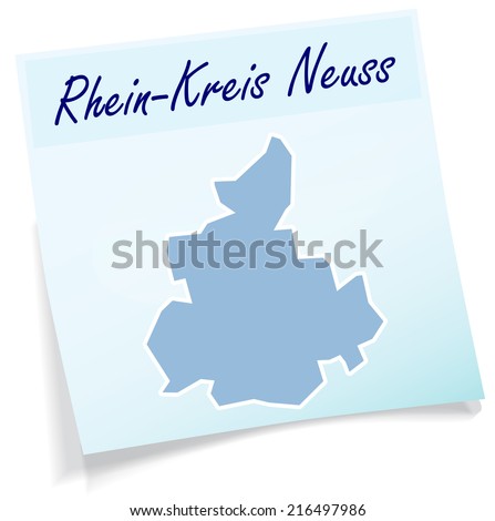 Map of Rhein-Kreis-Neuss as sticky note in blue