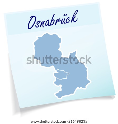 Map of Osnabrueck as sticky note in blue