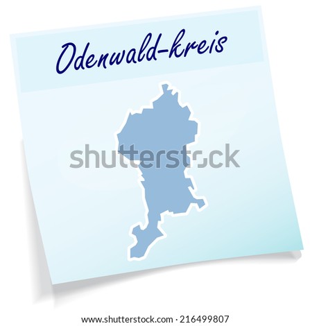 Map of Odenwaldkreis as sticky note in blue
