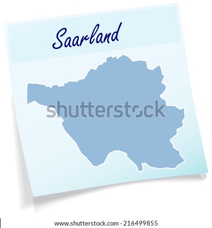 Map of Saarland as sticky note in blue