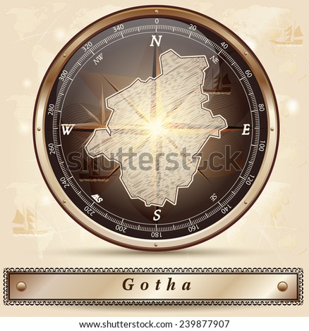 Map of gotha with borders in bronze