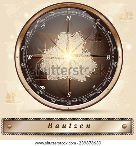 Map of bautzen with borders in bronze