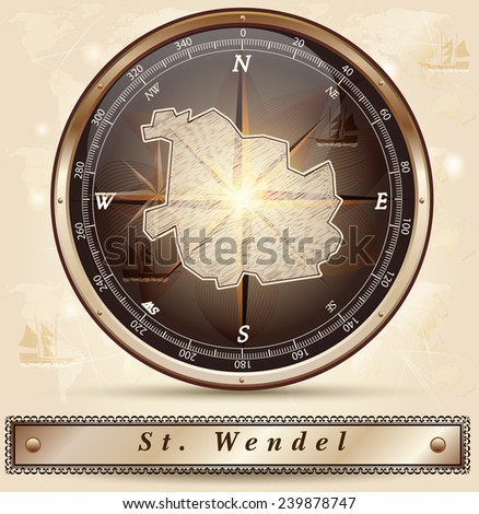 Map of Wendel with borders in bronze