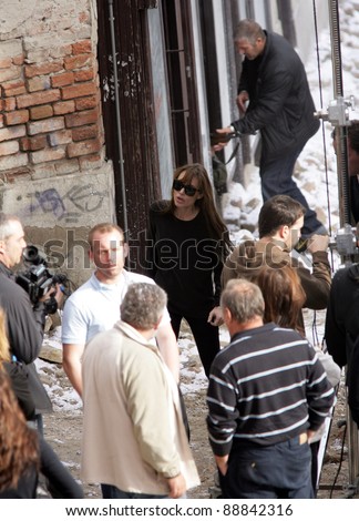BUDAPEST - NOVEMBER 4: Angelina Jolie, in her directorial debut, on the set of her Bosnian war love movie currently in production in Budapest, Hungary, on Thursday, November 4, 2010.