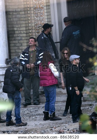 BUDAPEST - OCTOBER 13: Angelina Jolie, in the role of director, on the set the Bosnian war drama currently  in production in Budapest, Hungary, on Wednesday, October 13, 2010. Photographer: Northfoto