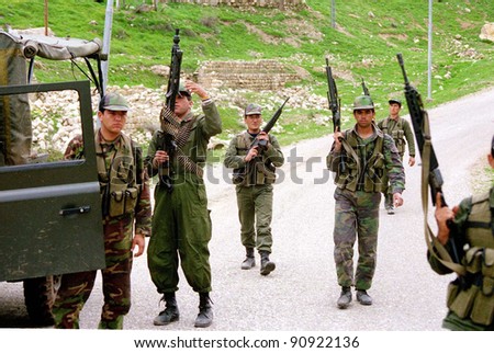 NORTHERN IRAQ - MAY 3: Turkish troops prepare to mount a patrol in northern Iraq. Turkey has again sent in its army to crush Kurdish guerrilla forces on May 3, 1998 in Northern Iraq.