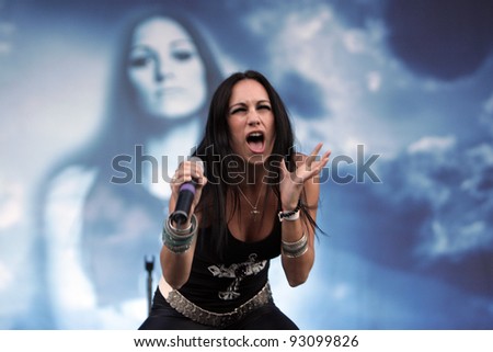 BUDAPEST - AUG 12: Singer Lauren Harris performs at the annual Sziget Musical Festival in Budapest, Hungary, on Tuesday, August 12, 2008. Lauren Harris is the daughter of Iron Maiden bassist and founder Steve Harris.