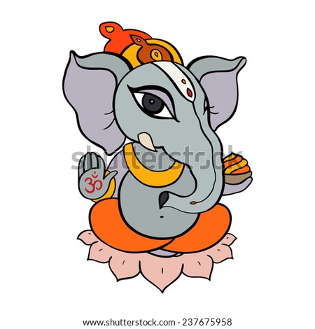 Cute Ganapati. Hindu God Ganesha. Vector Hand Drawn Illustration ...