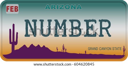 State of Arizona car registration number plates